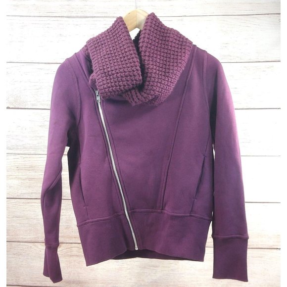 Women Warm Inclined Zipper Sweatshirt Hoodie High Neck Pocketed Jacket Outwear S - Picture 4 of 12